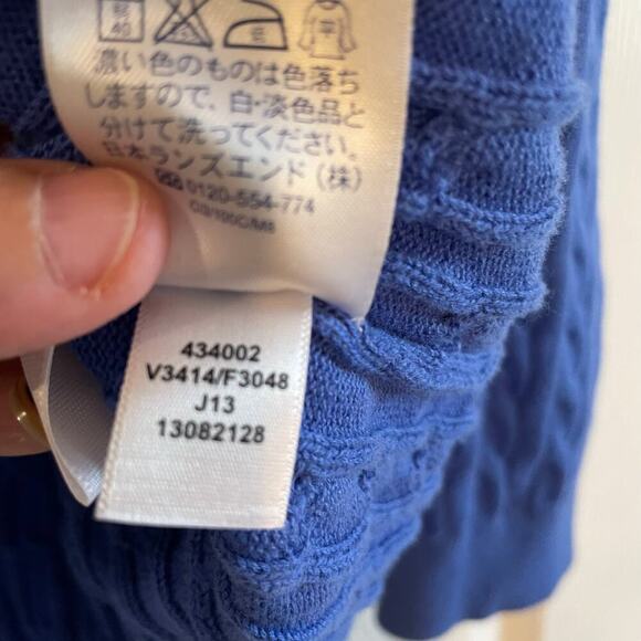 Lands' End Sweater Women's Size XLP Cardigan Sweater Blue Cablenknit V-Neck - Picture 7 of 12